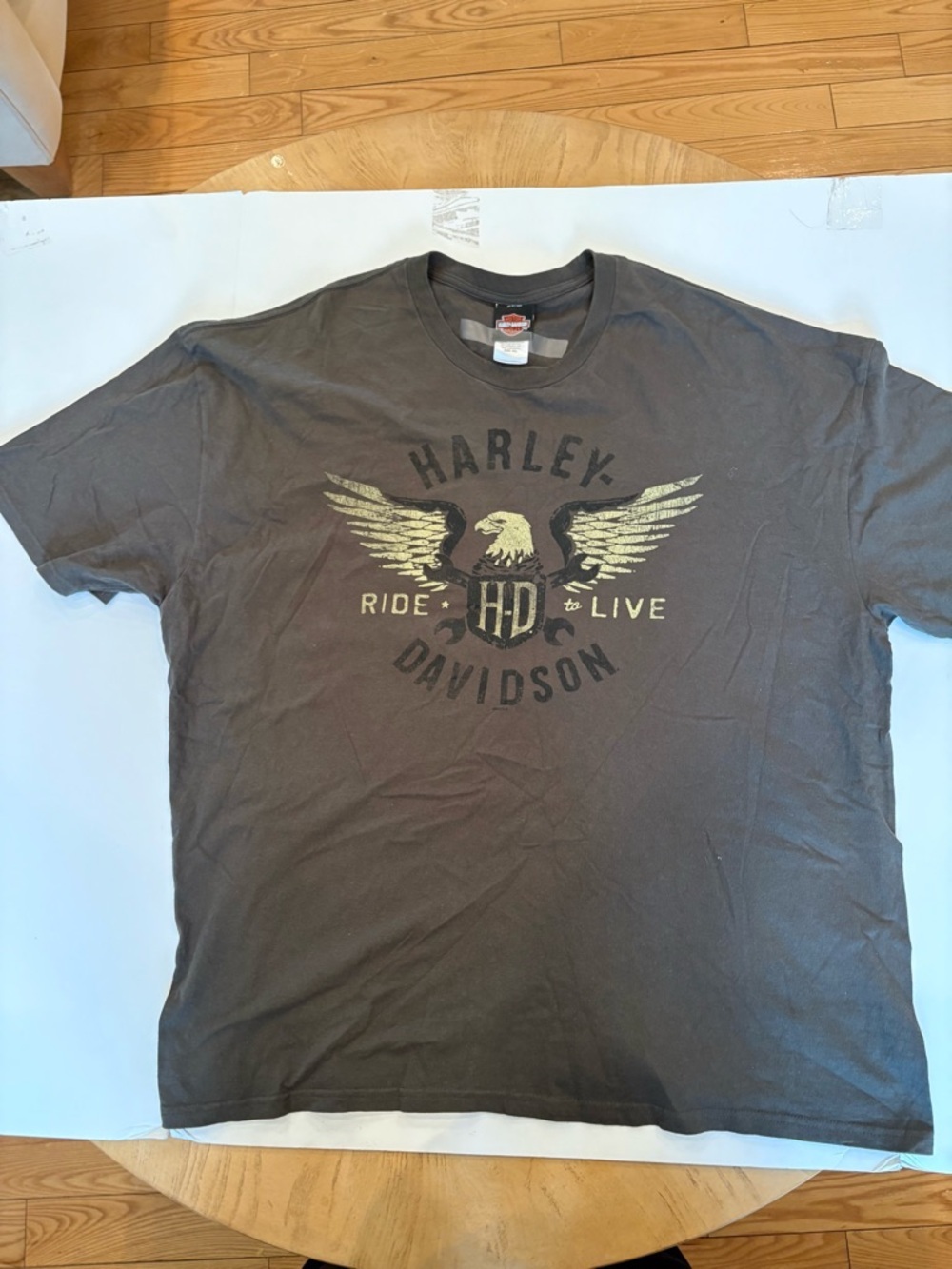 Harley-Davidson Black Short Sleeve Tee with Gold Eagle Graphic -size3xl